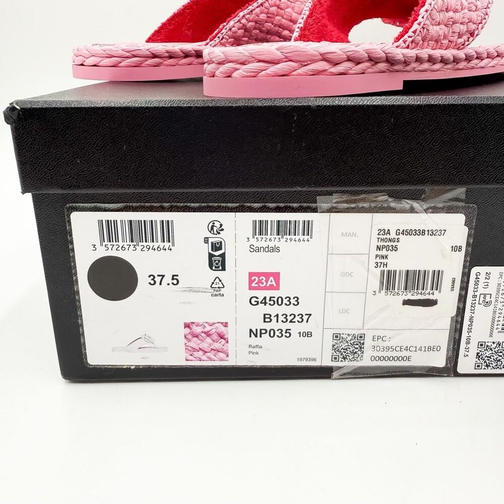 Chanel CC Raffia Camellia Flower Flat Sandals EU 37.5 - Picture 2 of 14